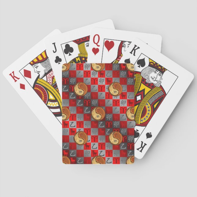 Baraja De Cartas Aries y Conejo de Madera. (Reverso)