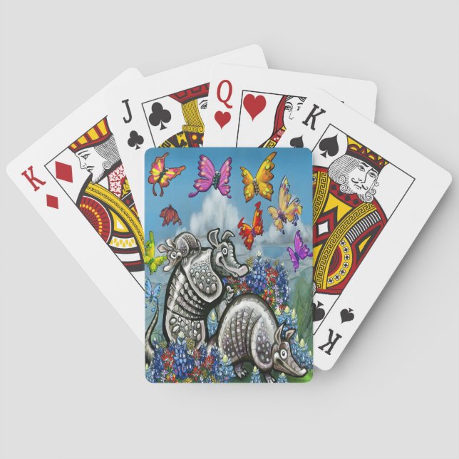 Baraja De Cartas Armadillos Bluebonnets Mariposas Flores silvestres (Reverso)