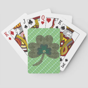 Baraja De Cartas Armadura verde con el trébol