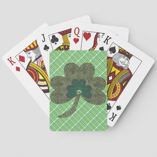Baraja De Cartas Armadura verde con el trébol (Reverso)