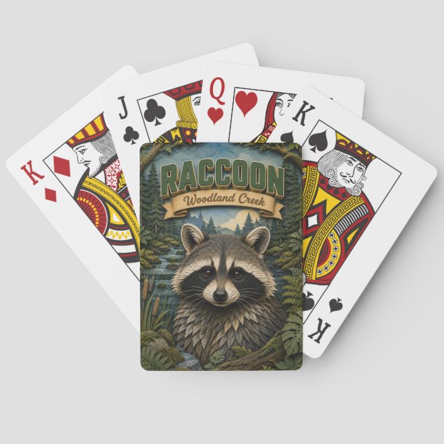 Baraja De Cartas Arroyo boscoso de Mapache POPCUT (Reverso)