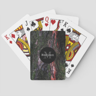 Baraja De Cartas Arroz negro rojo mossy ladrido de madera Monograma