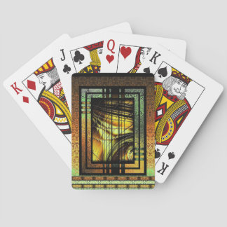 Baraja De Cartas Art Deco En Tarjetas De Juego Verdes Y Oro