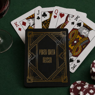 Baraja De Cartas Art Deco Negro y Dorado