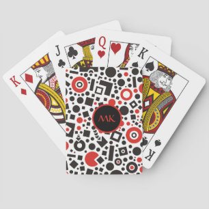 Baraja De Cartas Art Deco Retro 50 Rojo Negro Geométrico Monogramad