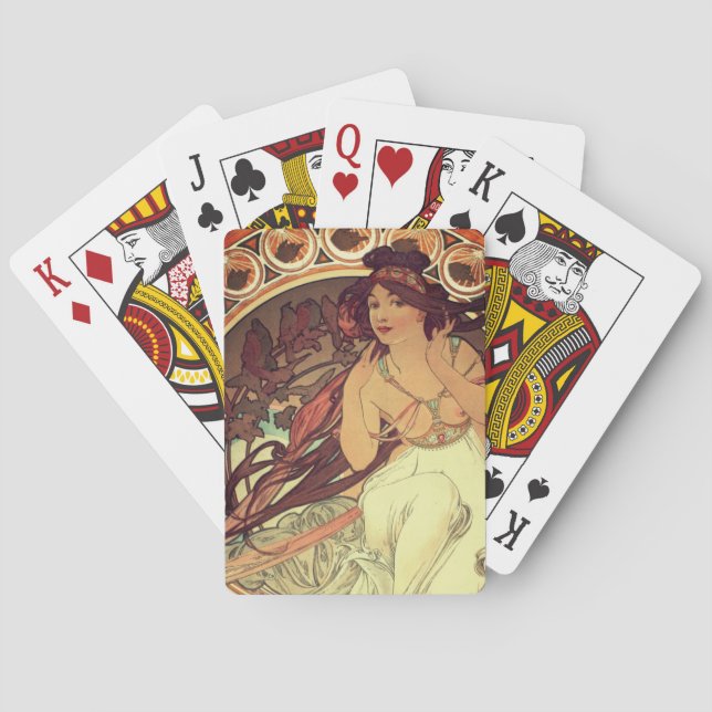 Baraja De Cartas Art Nouveau Alphonse Mucha elegante mujer cosecha  (Reverso)