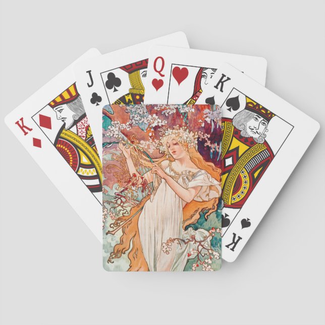 Baraja De Cartas Art Nouveau Primavera de Alphonse Mucha (Reverso)
