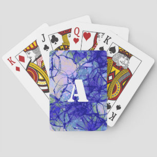 Baraja De Cartas Arte abstracto azul monograma de Guay