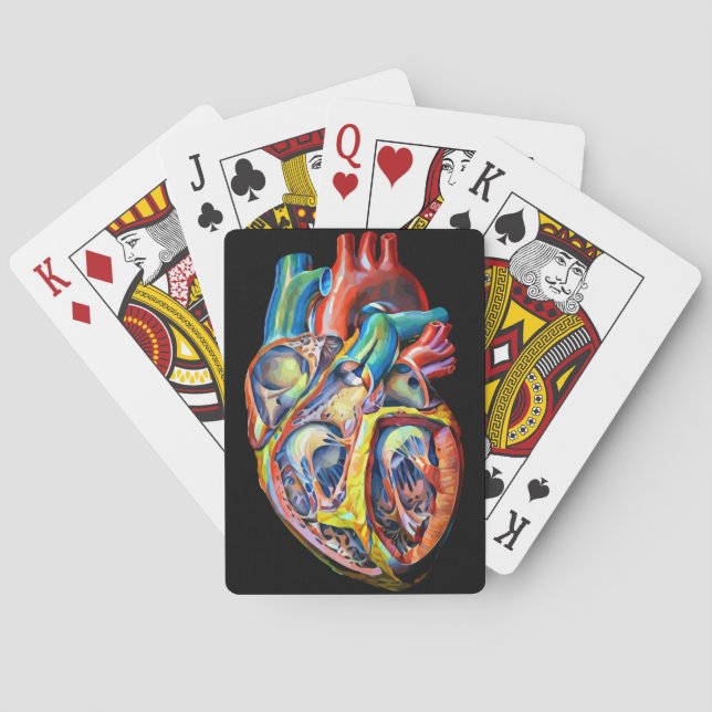Baraja De Cartas arte abstracto de la anatomía cardiaca humana (Reverso)