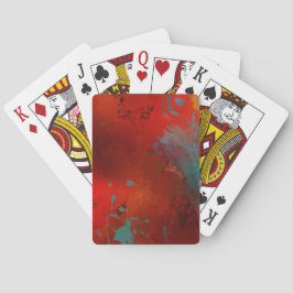 Baraja De Cartas Arte abstracto grunge rojo, acuático y dorado