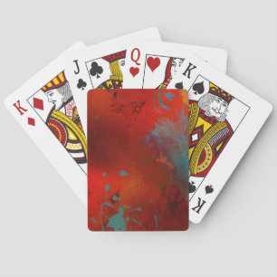 Baraja De Cartas Arte abstracto grunge rojo, acuático y dorado