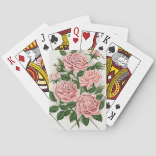 Baraja De Cartas Arte Botánico Cottagecore de Rosa Rosa Antigua