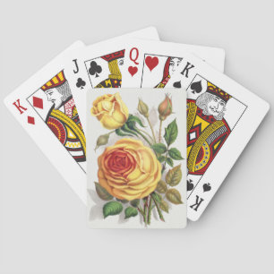 Baraja De Cartas Arte Botánico Vintage Rosa Amarilla y Naranja de A