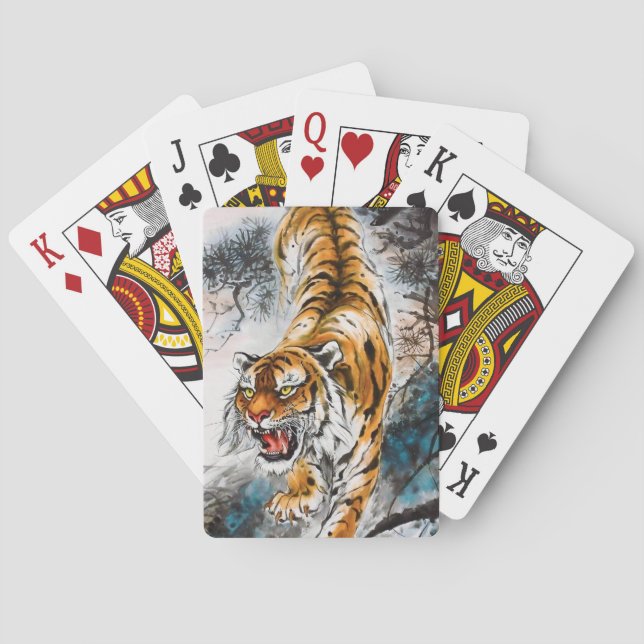 Baraja De Cartas Arte clásico chino sumi-e tigre pintado (Reverso)