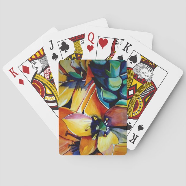 Baraja De Cartas arte de acuarela de la flor de la Estrella de Belé (Reverso)