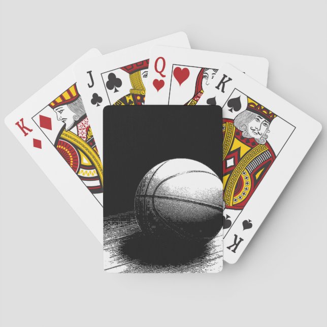 Baraja De Cartas Arte de baloncesto blanco negro (Reverso)