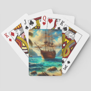 Baraja De Cartas Arte de barcos de playa caribeños/tropicales
