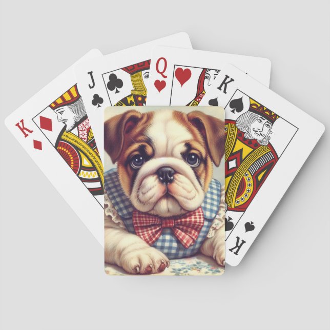 Baraja De Cartas Arte de Bulldog inglés de época (Reverso)