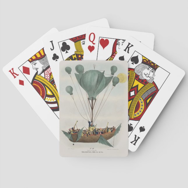 Baraja De Cartas Arte de Dirigible de Globo Antiguo (Reverso)