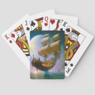 Baraja De Cartas Arte de fantasía de barco volador