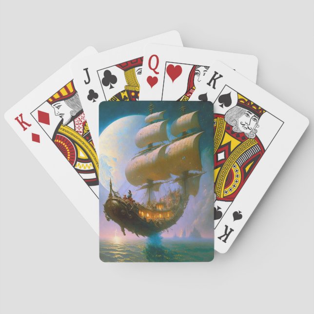 Baraja De Cartas Arte de fantasía de barco volador (Reverso)