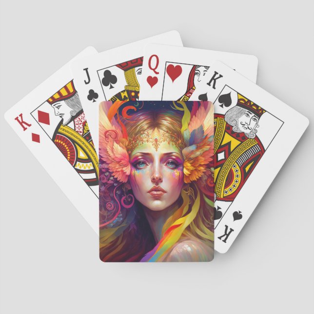 Baraja De Cartas Arte de fantasía de diosa arcoiris (Reverso)
