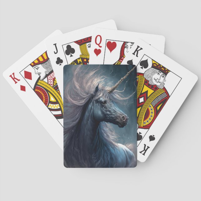 Baraja De Cartas Arte de fantasía de Unicornio negro (Reverso)