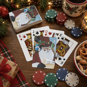 Baraja De Cartas Arte de fantasía navideña victoriana Steampunk San
