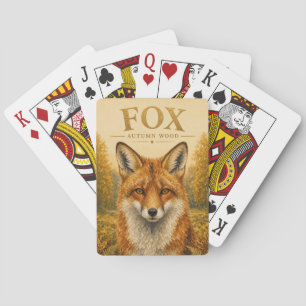 Baraja De Cartas Arte de Fauna Silvestre Zorro Otoño Madera