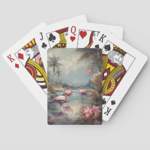 Baraja De Cartas Arte de flamenco tropical vintage de Florida Lagun