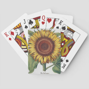 Baraja De Cartas Arte de Flor de Damasco Vintage Girasol