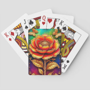 Baraja De Cartas Arte de Flor Dorada Intrincada
