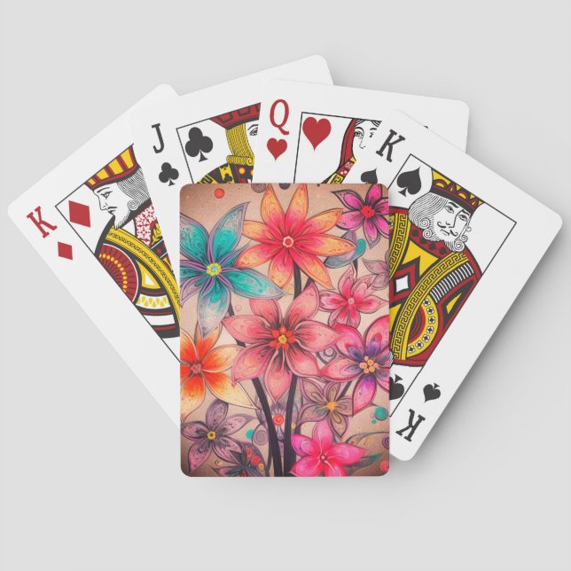 Baraja De Cartas Arte de flores (Reverso)
