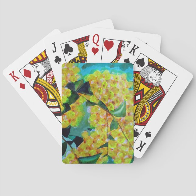 Baraja De Cartas Arte de flores australiano nativo de Wellow (Reverso)
