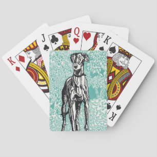 Baraja De Cartas Arte de galgo gris vintage Moriz Jung con fondo az