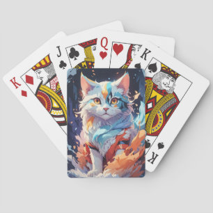 Baraja De Cartas Arte de gato de fantasía de cristal