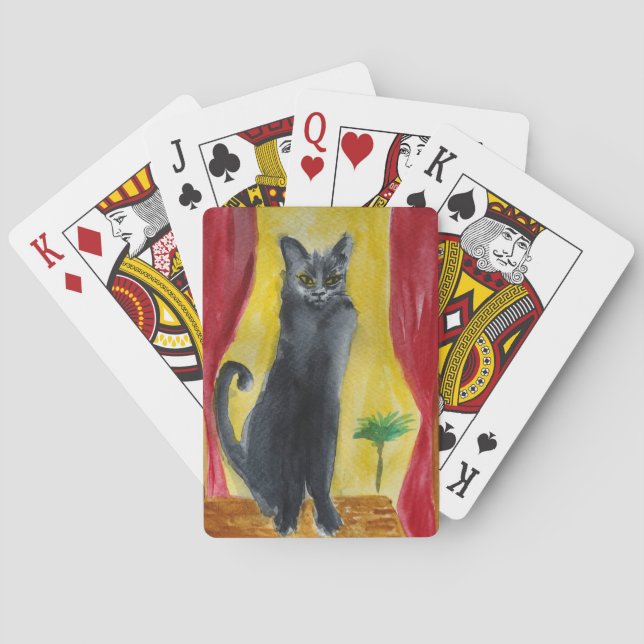 Baraja De Cartas Arte de gato negro (Reverso)
