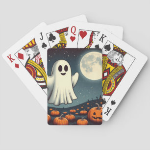 Baraja De Cartas Arte de halloween con fantasmas y calabazas