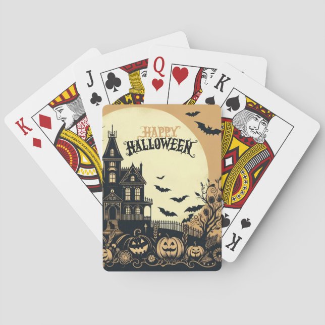 Baraja De Cartas Arte de Halloween feliz (Reverso)