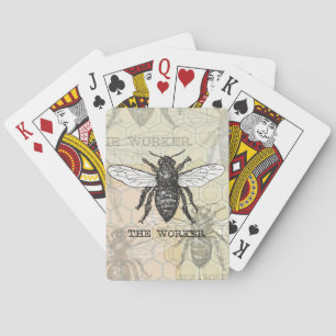 Baraja De Cartas Arte de ilustración vintage de abeja trabajadora