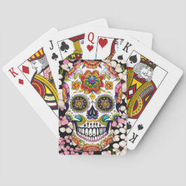 Baraja De Cartas Arte de la calavera del azúcar - Día colorido de l