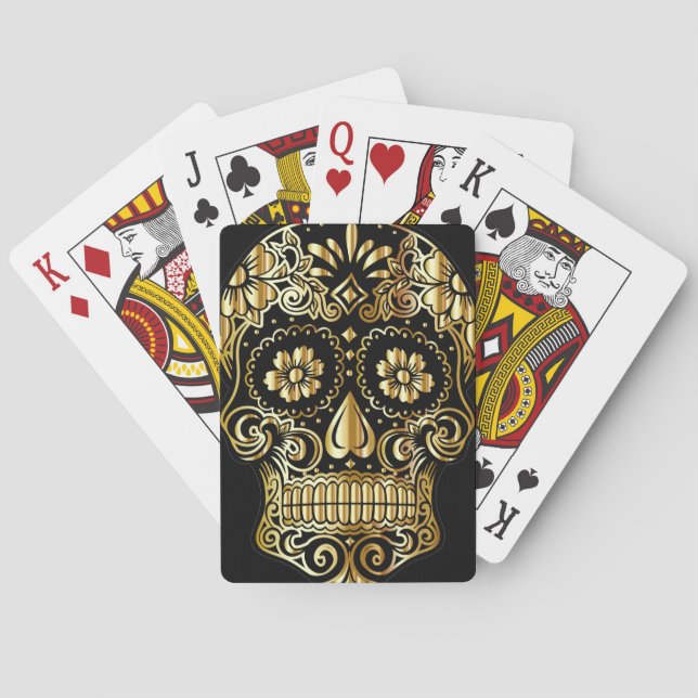 Baraja De Cartas Arte de la calavera del azúcar, Día del Negro Muer (Reverso)