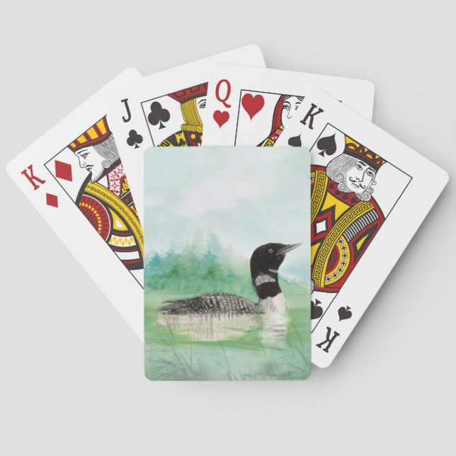 Baraja De Cartas Arte de la naturaleza del pájaro del lago (Reverso)