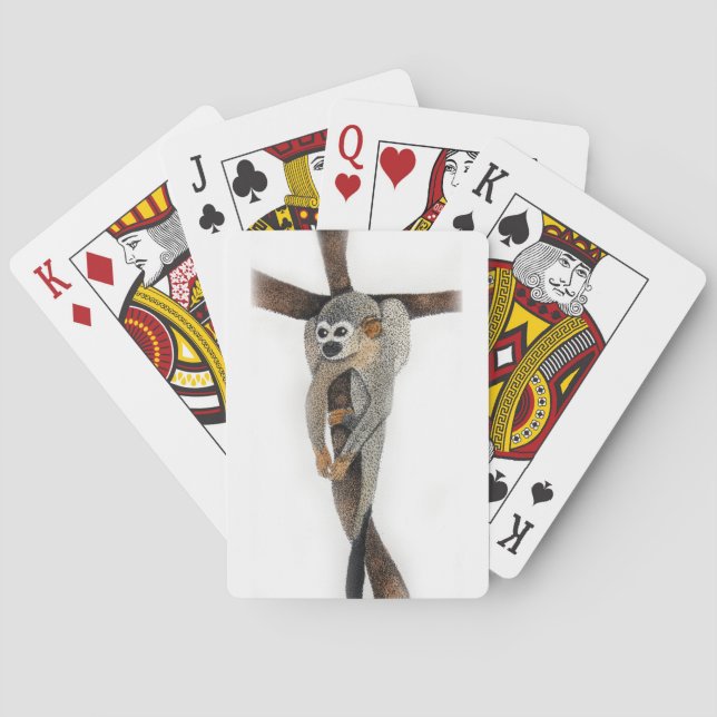 Baraja De Cartas arte de la pluma de mono araña (Reverso)