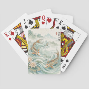 Baraja De Cartas Arte de lavado de tinta de pez koi loto