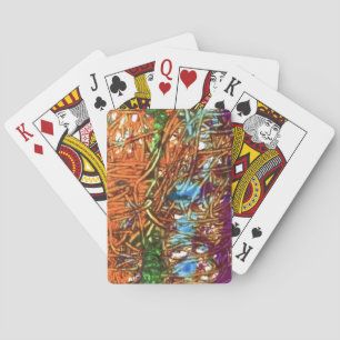 Baraja De Cartas Arte de mármol naranja, verde, azul y púrpura