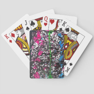 Baraja De Cartas Arte de mármol negro, rosa, verde y azul