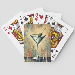 Baraja De Cartas Arte de Martini de Medios Mixtos de Mitad de Siglo