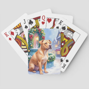 Baraja De Cartas Arte de Navidad de la Fuente del Pueblo Nevado del