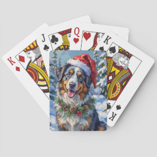 Baraja De Cartas Arte de Navidad de Pastor Australiano Merle de inv